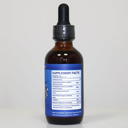 Maca Root Ashwagandha Liquid Drops - Maca and Ashwagandha Supplements with Goji Berry,Ginger Extract,L-Arginine and Magnesium Enhanced Energy 4 fl oz 2 Pack