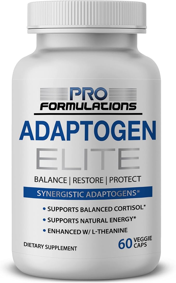 Adaptogen Elite - Synergistic Blend - 60 vcaps - Balances Cortisol & Natural Energy - Enhanced with Rhodiola, Ashwagandha, Astragalus, Schisandra, Eleuthero, L-Theanine