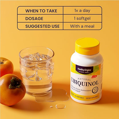 Healthy Origins Ubiquinol (Active Form of CoQ10), 200 mg - Ubiquinol Supplements for Heart Health & Antioxidant Support - Gluten-Free & Non-GMO Supplement - 30 Softgels