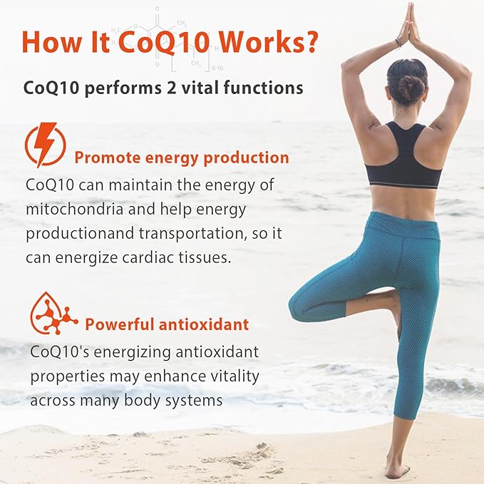 CoQ10 400mg 3 Times Absorption Coenzyme Q10 Powerful-Antioxidant Supplement with Organic Dandelion Root & Black Pepper, Support Heart Health & Energy Production, 60 Veggie Capsules