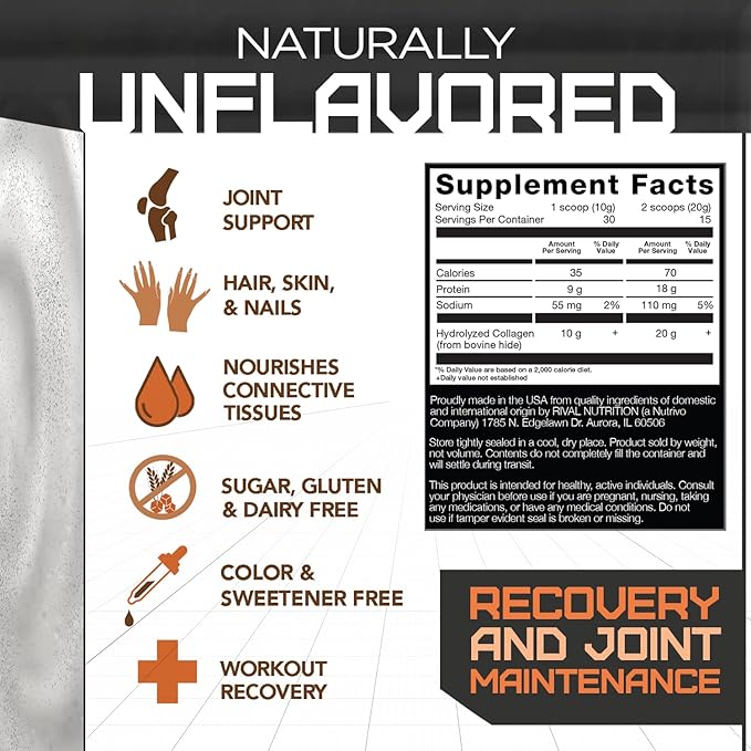 Rival Nutrition Collagen Peptides- Unflavored, 10.6 oz.