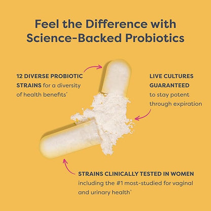 Renew Life Women's Probiotic Capsules, Supports pH Balance for Women, Vaginal, Urinary, Digestive and Immune Health, L. Rhamnosus GG, Dairy, Soy and Gluten-Free, 25 Billion CFU - 30 Ct