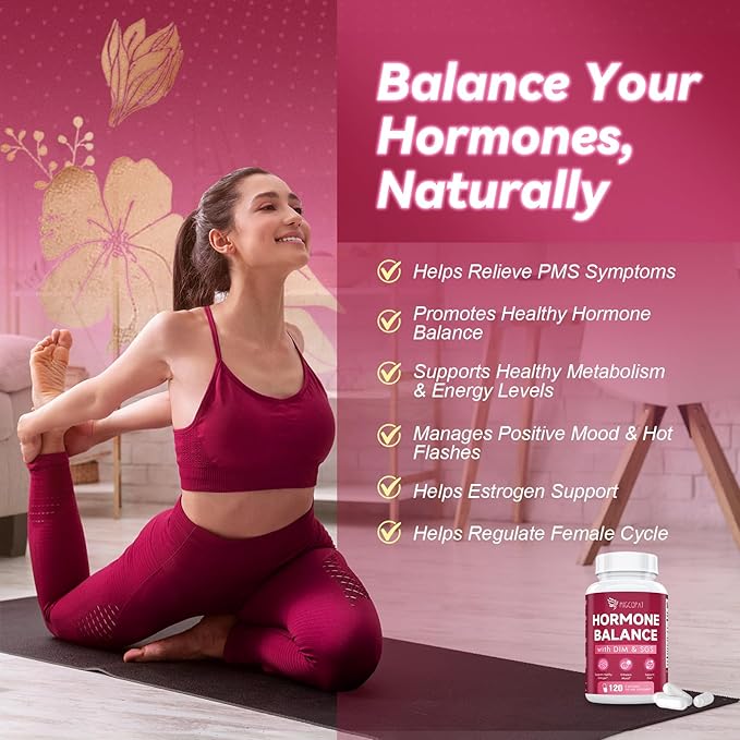 Hormone Harmony for Women with DIM, SGS 100mg, Women's Hormone Blend | Hormone Balance for Women | Estrogen Support, Mood Swings, PMS Relief, Menopause - 120 Capsules