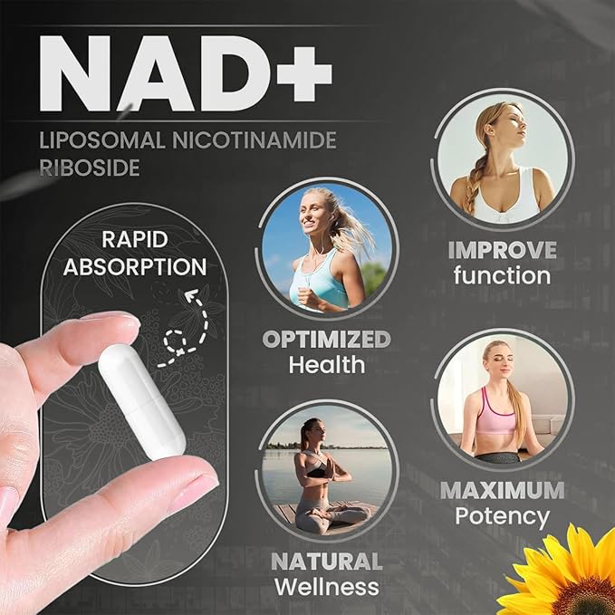 NAD Supplement - NAD Nicotinamide Riboside 900 mg, Resveratrol, Quercetin - NAD Supplement for Anti-Aging, Energy, Focus - 80 Capsules