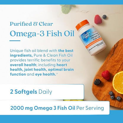 Doctor's Best Purified & Clear Omega 3 Fish Oil with Goldenomega, Supports Heart, Eye, Brain, & Joint Health, Non-GMO, Gluten Free 120 Marine Softgels