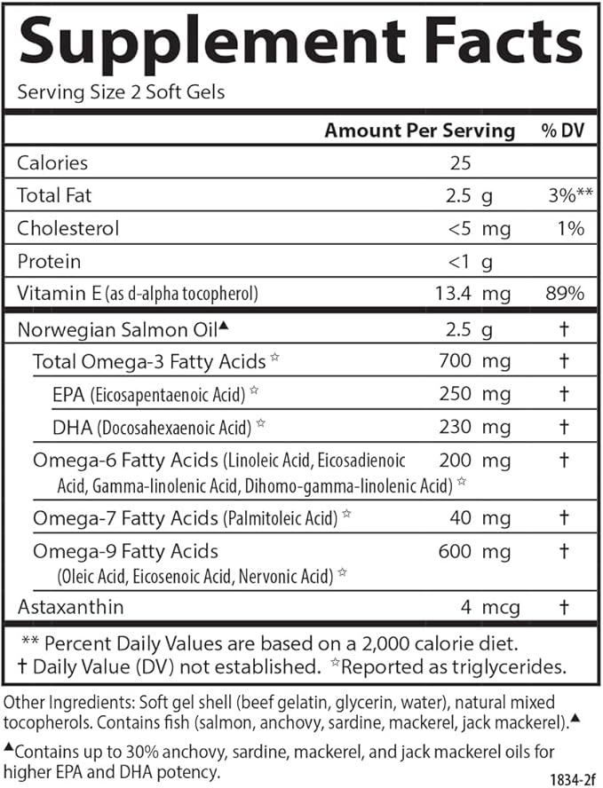 Carlson - Salmon Oil Complete, 700 mg Omega-3s + Astaxanthin, Norwegian, Heart, Brain & Joint Health, 120+60 Softgels
