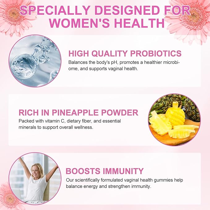 2 Pack Vaginal Probiotics Health Gummies, Premium Feminine Balance Gummies, Probiotic Gummies for Prenatal & Postnatal Women, Revitalize Vaginal Health, Immune Defense, Optimize PH Balance