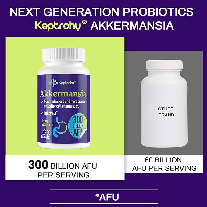 GLP-1 Supplement - 300 Billion AFU Akkermansia Probiotic for Women & Men, Akkermansia Muciniphila for GLP-1 Production, Digestive, Gut, Immune Health, Enhances Gut Digestive Lining function, 120 Count