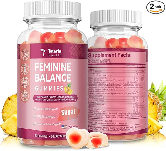 (Pack of 2 Premium Feminine Balance Gummies Sugar Free Multivitamin Gummies for Women 60 Count