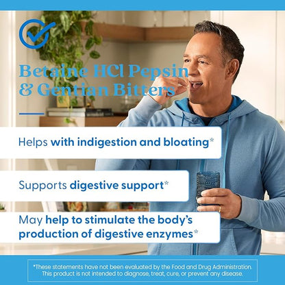 Doctor's Best Betaine HCI Pepsin & Gentian Bitters, Digestive Enzymes for Protein Breakdown & Absorption, Non-GMO, Gluten Free, 360 Count (Pack of 1)