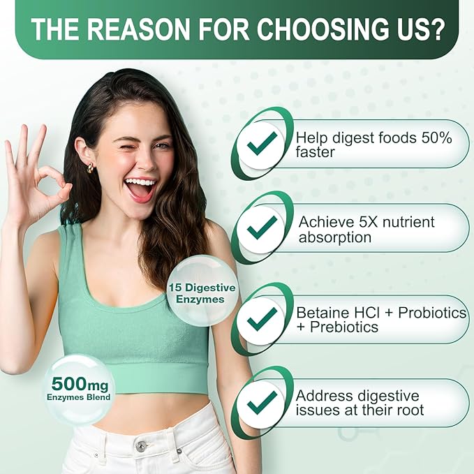 ZEBORA Digestive Enzymes for Women-Men, Digestive Enzymes with Probiotics and Prebiotics for Digestive Health, Nutrient Absorption, Immune Support and Reduce Bloating & Indigestion, 45 Servings