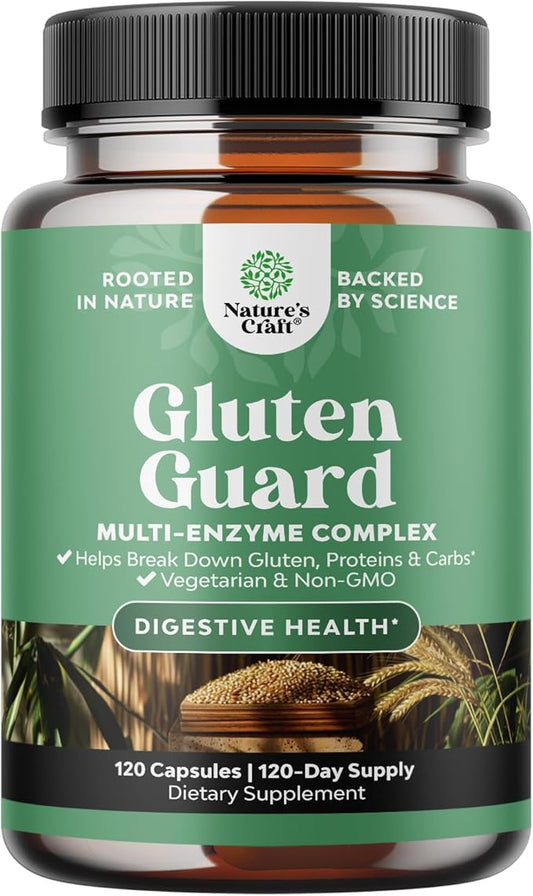 Fast Acting Gluten Pills for Intolerance - GlutenGuard Gluten Enzyme Complex with Powerful DPP IV Blend Plus Lipase Amylase Bromelain Digestive Enzymes for Complete Digestive Support - 120 Servings