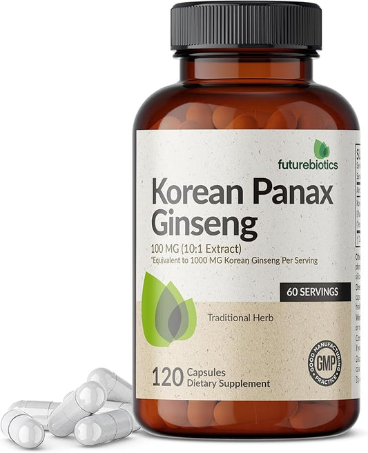Futurebiotics Korean Panax Ginseng Energy, Memory & Brain Health Support, Non-GMO, 120 Capsules