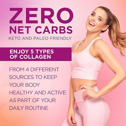 5 Type Multi Collagen Complex - Pure Hydrolyzed Collagen Protein Peptides Types I-II-III-V-X Anti-Aging Collagen Supplements for Skin, Hair Growth, Nails, Joints, for Women and Men - 180 Capsules