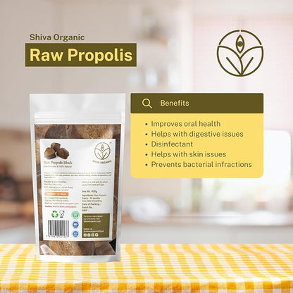 Raw Propolis Block, Raw & Unprocessed Propolis Block(400, Grams)