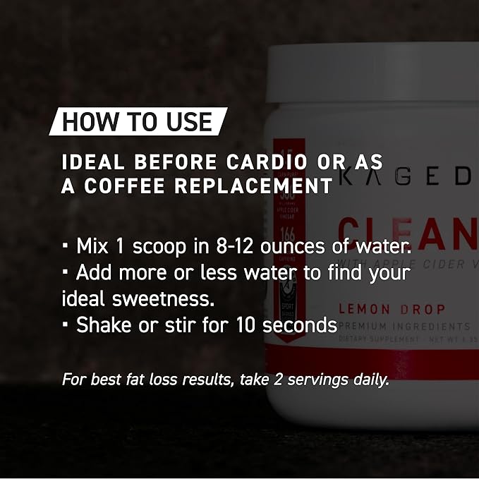 Kaged Thermogenic Powder Clean Burn Orange Mango Men & Women Weight Management Supplement Organic Caffeine Apple Cider Vinegar 30 Servings