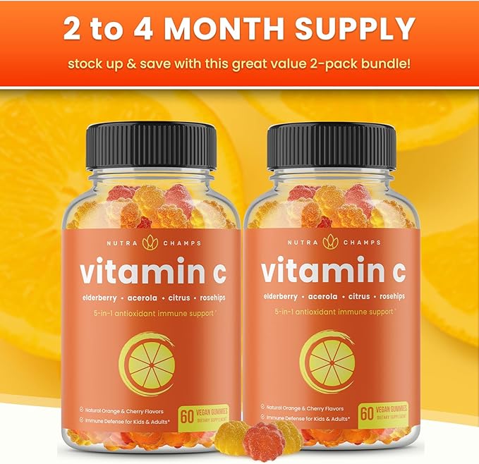 NutraChamps (2-Pack) Vitamin C Gummies and Elderberry Gummies Bundle
