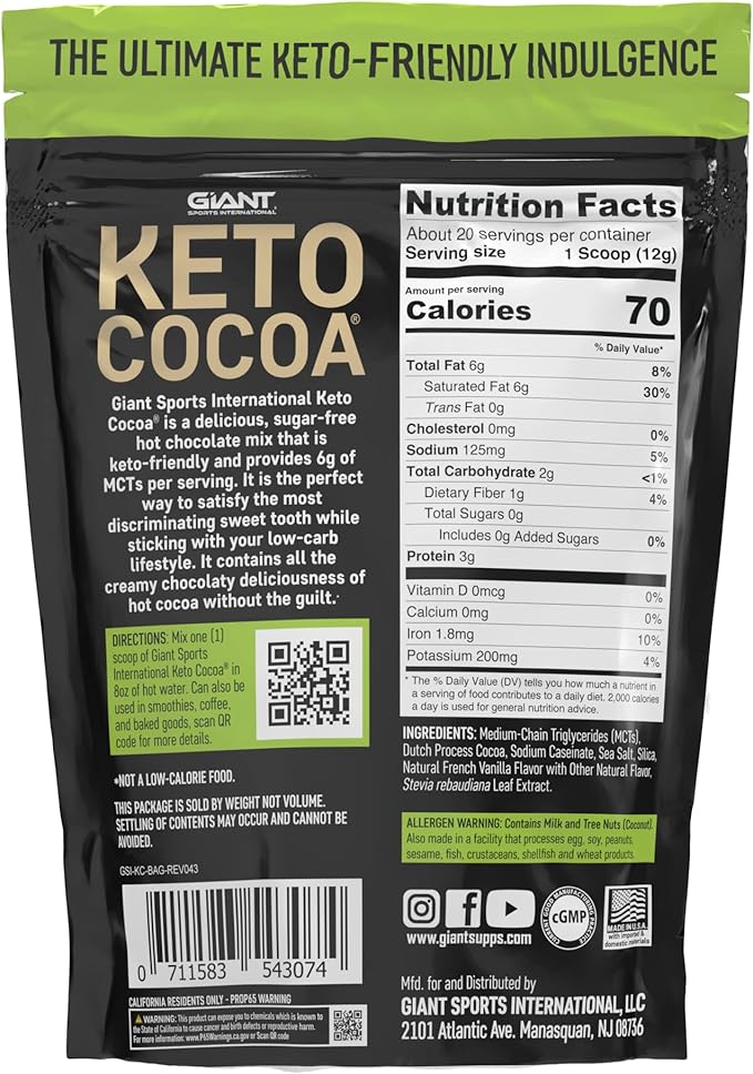 Giant Sports Keto Cocoa and Collagen Peptide MCT Powder and Protein Bundle.