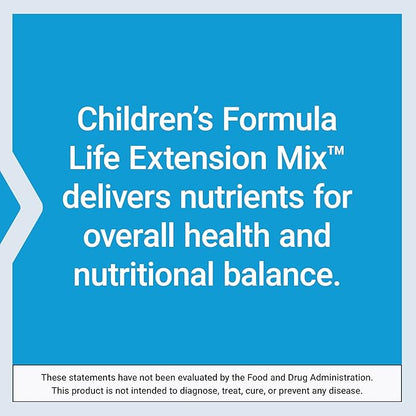 Life Extension Children's Formula Mix™, multivitamin for Kids, 18 Essential Vitamins and Minerals, Berry Flavored with no Added Sucrose, Gluten-Free, Non-GMO, 120 chewable Tablets