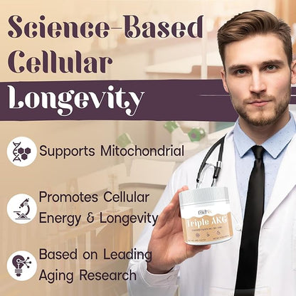 11-in-1 AKG Supplement – Calcium AKG, AAKG, OKG, GKG, CoQ10, Vitamin B3 - Supports Mitochondria, Cellular Energy, Longevity & Age Defense – High Absorption - 30 Servings