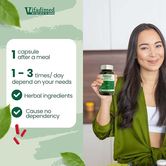 Rhubarb - Herbal Constipation Relief, Occasional Colon Cleanse| Herbal Stool Softener, Lower Bowel Stimulator, Gentel Alternative to laxatives for Adult| Regularity| 90 Capsules