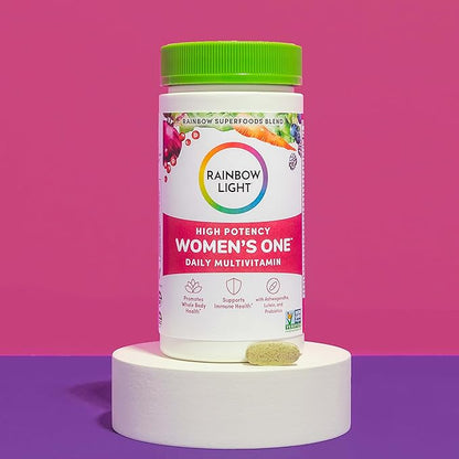 Rainbow Light Womens One High-Potency Daily Multivitamin, Womens Multivitamin Provides High-Potency Immune Support, With Vitamin C, Biotin and Ashwagandha, Vegetarian, 60 Count