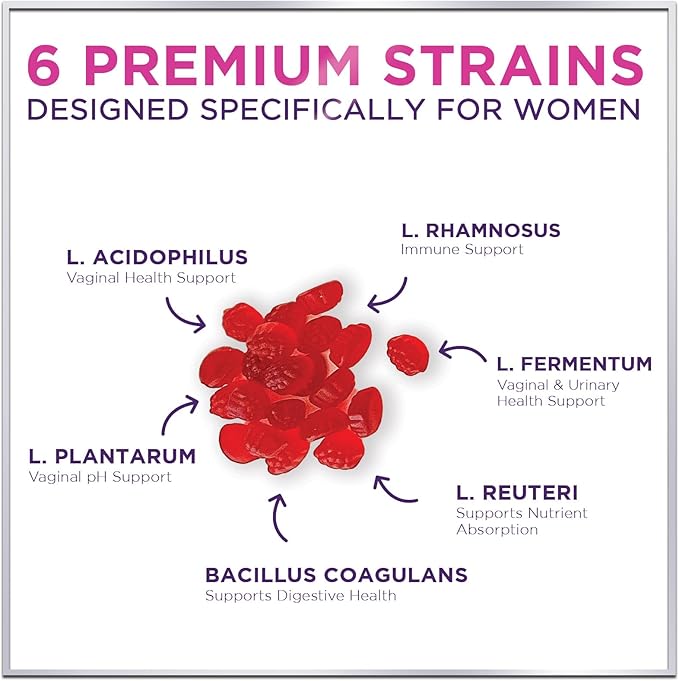 Probiotics for Women with Cranberry Extract - 6 Premium Strains for PH Balance, Digestive Health, Vaginal & Immune Support, 3 Billion CFU, Womens Probiotic Gummy for Feminine Health - 120 Gummies