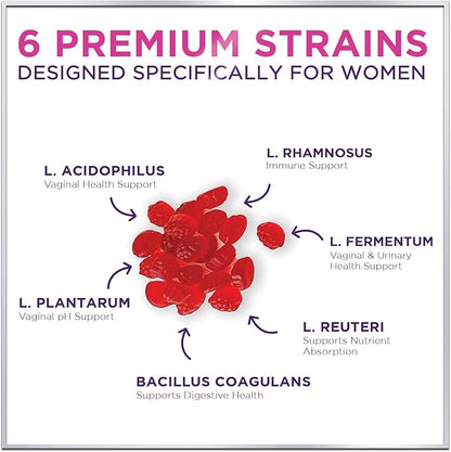 Probiotics for Women with Cranberry Extract - 6 Premium Strains for PH Balance, Digestive Health, Vaginal & Immune Support, 3 Billion CFU, Womens Probiotic Gummy for Feminine Health - 120 Gummies