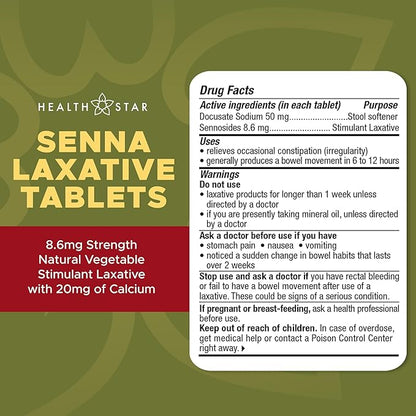 GeriCare Senna Plus Laxative & Stool Softener Tablets 50mg / 8.6mg Strength Natural Vegetable Stimulant Laxative | Gentle Constipation Relief | Docusate Sodium for Bowel Movement