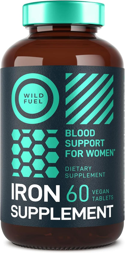 Iron Supplement for Women with Folic Acid - 35 mg Blood Builder Ferrous Sulfate, Folic Acid 400 mcg - Iron Pills for Women with Anemia & Pregnancy Support - 60 Gluten-Free, Vegan Iron Vitamin Tablets