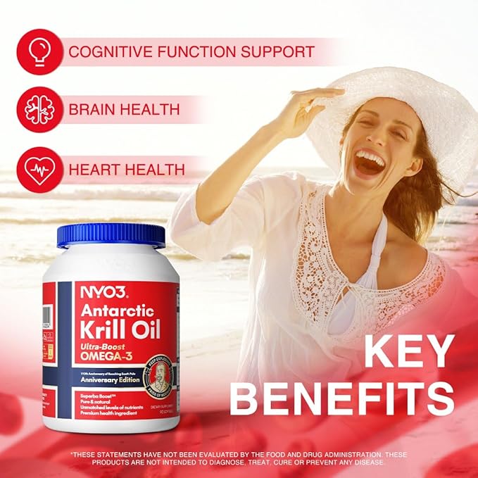 Krill Oil Omega 3 Supplement 1000mg 60 Softgels EPA & DHA, Pure Antarctic Krill Oil with Astaxanthin and 56% Phospholipids Third Party Tested