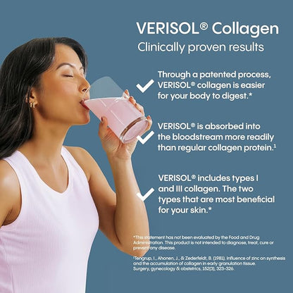 Hydralyte Verisol Collagen Packets with Electrolytes, Hydration Packets with Collagen for Women and Men, Electrolytes Powder with Collagen for Travel and Daily Hydration with Vitamin C (30 Count)