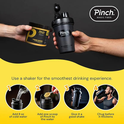 Pinch Magic Fiber Supplement Powder | Lemon Ginger Flavored Psyllium Husk Powder for Digestive Health & Gut Support | Low Sugar Supplement for Keto & Vegan Diets | USA-Made | 28-Day Supply