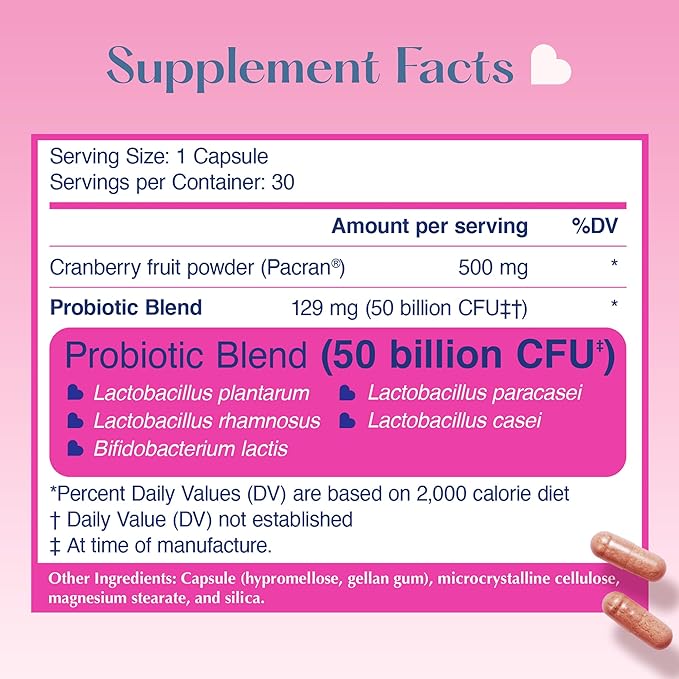 LOVEBUG Yeast + Vaginal pH Support | Clinically Studied Ingredients for Yeast & UTIs | Multi Strain 50 Billion CFU | 30 Capsules