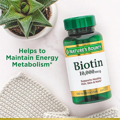 Nature's Bounty Biotin 10, 000 Mcg, Rapid Release Softgels 120 Ea (Pack of 2)