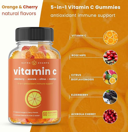 NutraChamps (2-Pack) Vitamin C Gummies and Elderberry Gummies Bundle