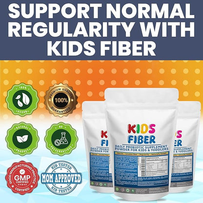 Kids Fiber for Constipation Relief, Prebiotics for Children, Toddler Fiber Supplement, Mild Sweetness Fiber Powder for Kids, Gut Health for Regularity & Softness 60 Servings