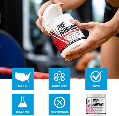 Outwork Nutrition Pre-Workout for Men & Women, Pre Workout Without Creatine, Nootropic Pre Workout Powder with Citrulline Malate, Beta Alanine, Taurine, Rhodiola & Caffeine (Strawberry Lemonade)