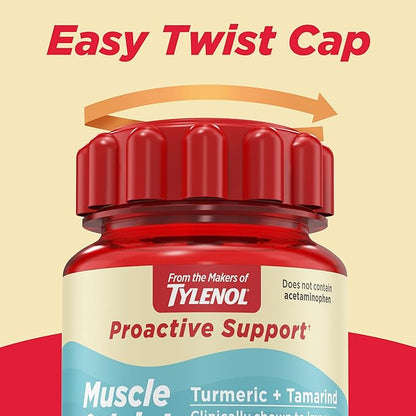 Tylenol Proactive Support* Muscle & Joint Supplements + Stress, Tamarind + Turmeric Supplement + Sceletium Extract to Improve Joint Comfort & Flexibility*, Acetaminophen Free, 30 ct