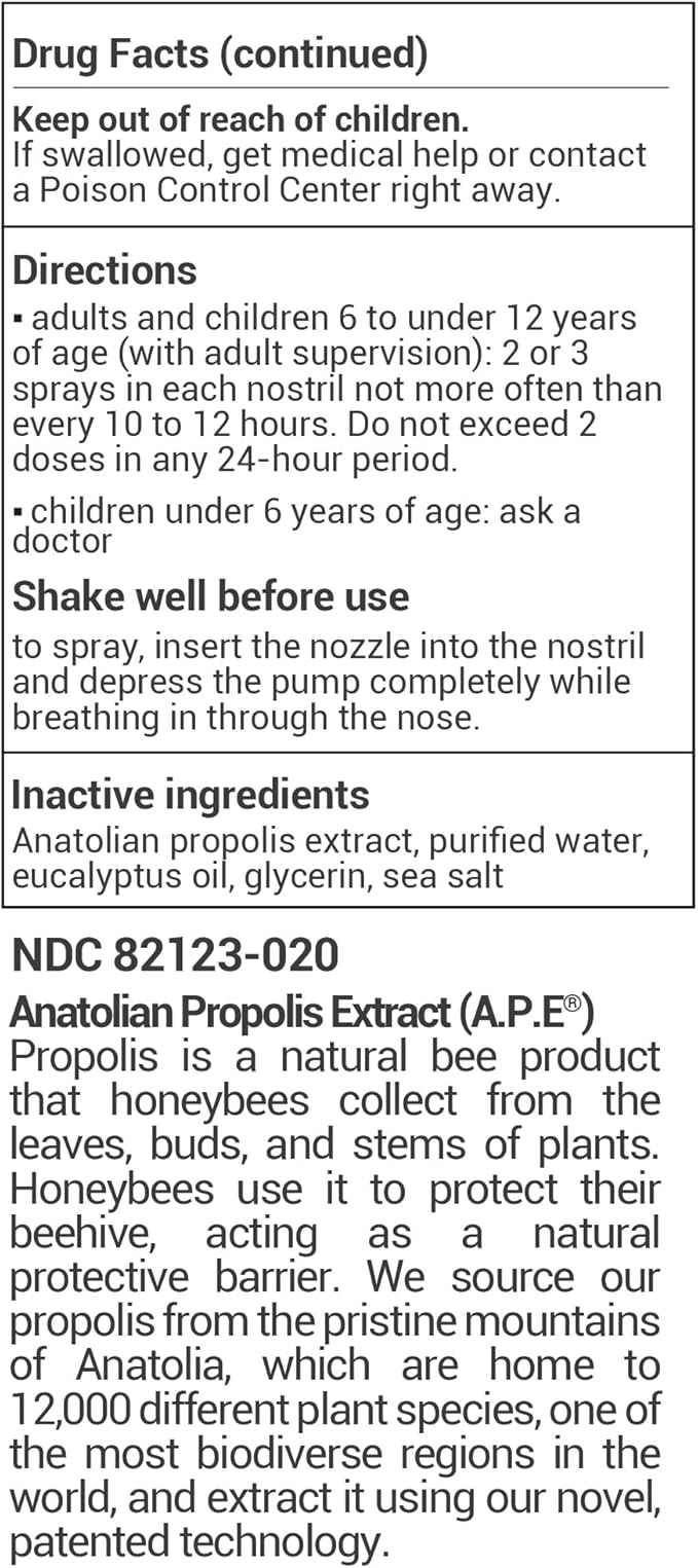 BEE and You Propolis Nasal Spray, 100% Pure Propolis Extract, Sinus & Congestion Relief, Natural Decongestant, Allergy Support, Nasal Moisturizing Spray | 1 fl oz