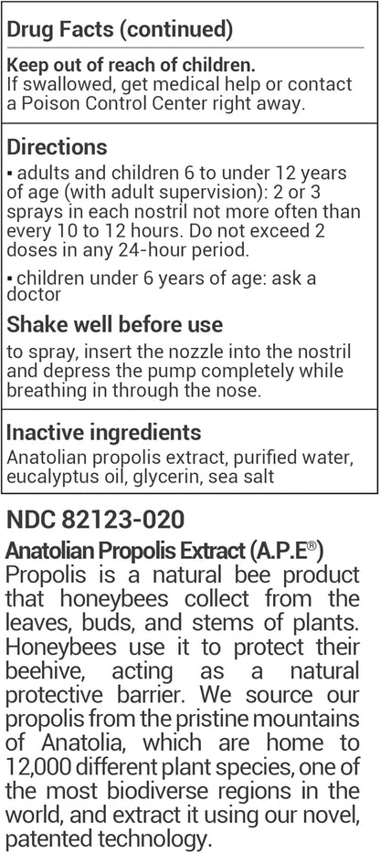 BEE and You Propolis Nasal Spray, 100% Pure Propolis Extract, Sinus & Congestion Relief, Natural Decongestant, Allergy Support, Nasal Moisturizing Spray | 1 fl oz