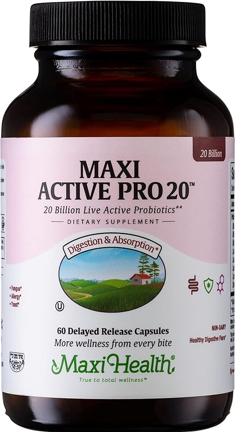 Maxi Health Probiotics for Digestive Health and Gut – 15 Strains, 20 Billion CFU Active Organisms - Probiotics for Men and Women – Daily Probiotic for Digestive Support, 60 Capsules