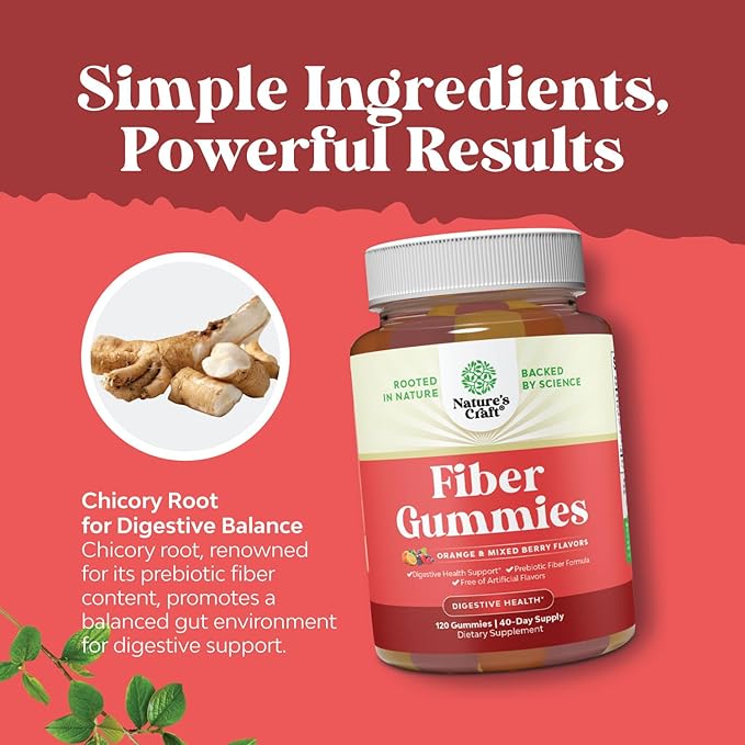 Tasty Prebiotic Fiber Gummies for Adults - High Fiber Supplement Gummies Vitamins for Adults with Prebiotic Soluble Chicory Root for Immunity and Digestive Support - Non GMO Vegan Halal 120 count