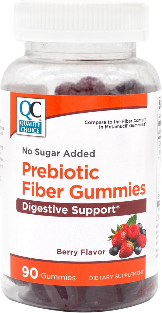 Quality Choice Prebiotic Fiber Gummy Supplement for Digestive Health - Berry Flavored Fiber Gummies, 90 Count Bottle with 30 Days Supply, for Daily Recommended Fiber