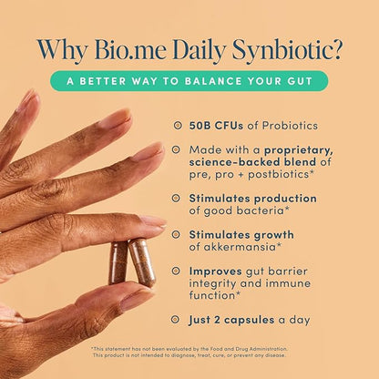 Synbiotic - 3-in-1 Prebiotics and Probiotics for Digestive Health & Immune Support, Men & Womens Probiotics and Prebiotics - Non-GMO Pre Pro Post Biotics for Women & Men - Vegan - 60 Capsules