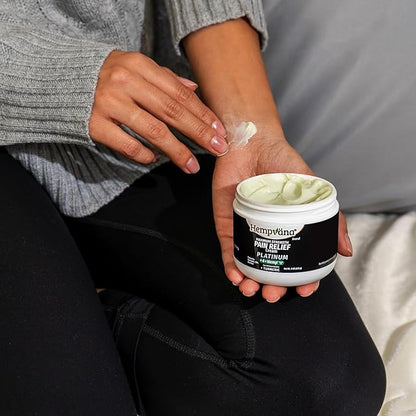 Hempvana Platinum Maximum Strength Relief Cream 4X Hemp for Muscles, Joints, Back, Knees, Shoulders, Neck, Elbows, Hands, Feet. AS-SEEN-ON-TV. Odor-Free, Non-Greasy, Quickly Absorbs, 4X More Hemp