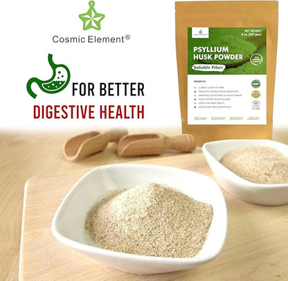 100% Pure Psyllium Husk Powder Organic – Finely Ground Fiber Supplement for Regularity & Keto | Psyllium Husk Powder for Baking and Gluten-Free Bread – 8 oz