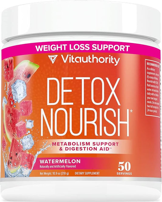 ACV Gut Cleanse Detox Powder | Detox Cleanse Metabolism Booster for Weight Loss | Nourishing L-Carnitine & Digestive Enzymes | Digestion & Bloating Relief for Women | Watermelon Flavored, 50 Servings.
