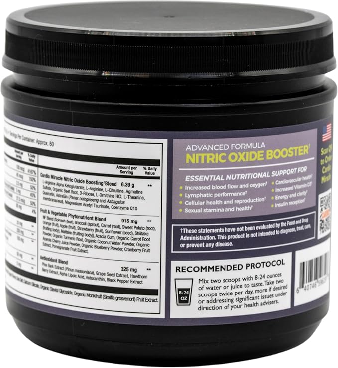 The Complete Nitric Oxide Solution - Nutritional Heart Healthy L-Arginine and Organic Beetroot Drink Mix, 60 Serving Canister