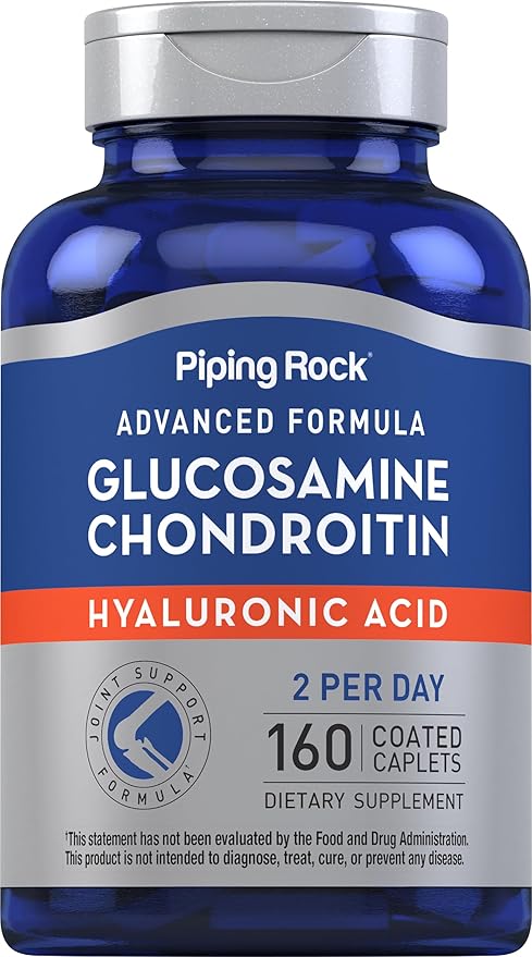Piping Rock Glucosamine Chondroitin | 160 Caplets | with Hyaluronic Acid | Supplement for Women and Men | Advanced Formula | Non-GMO, Gluten Free